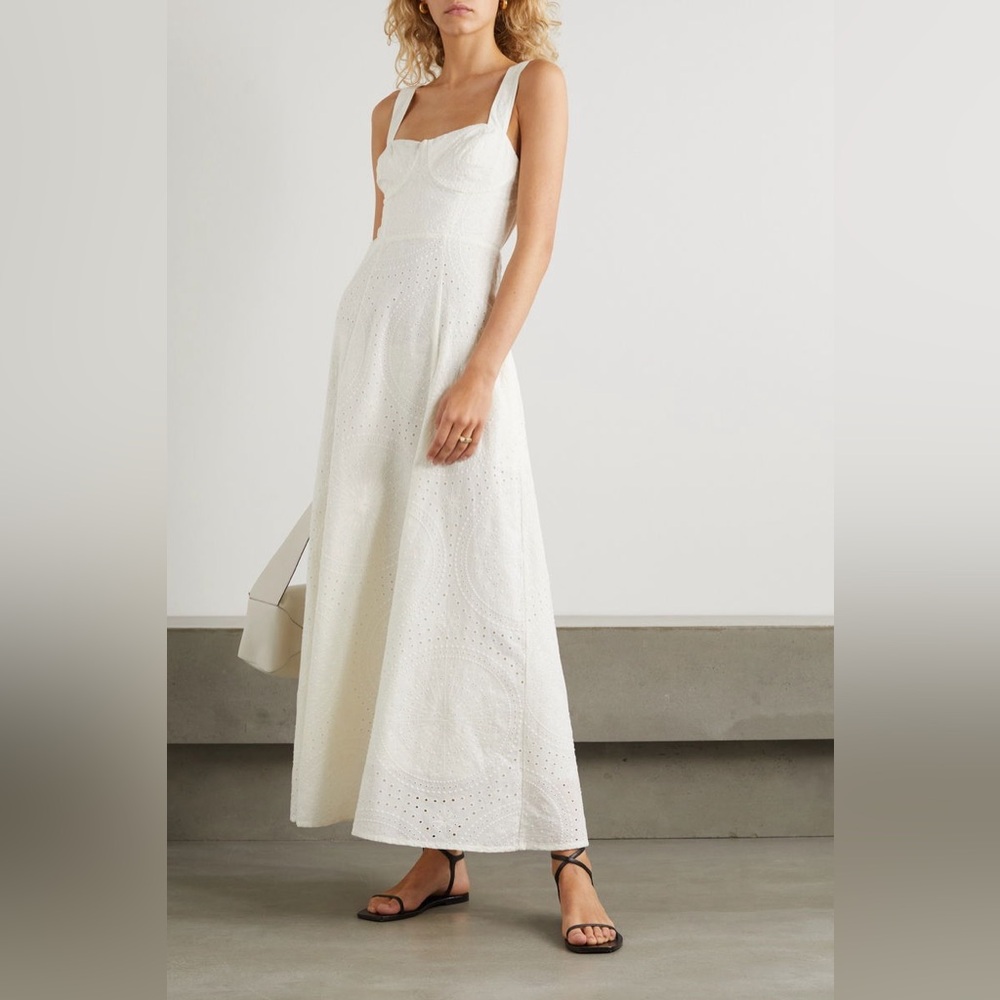 NWT! Emporio Sirenuse Azzurra Cutout Broderie Cotton Maxi Dress Designer Size 8